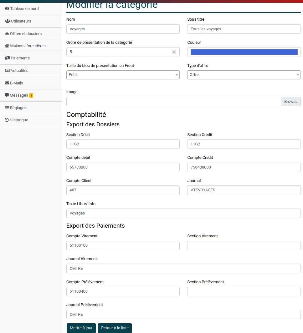 Saisie des informations comptables